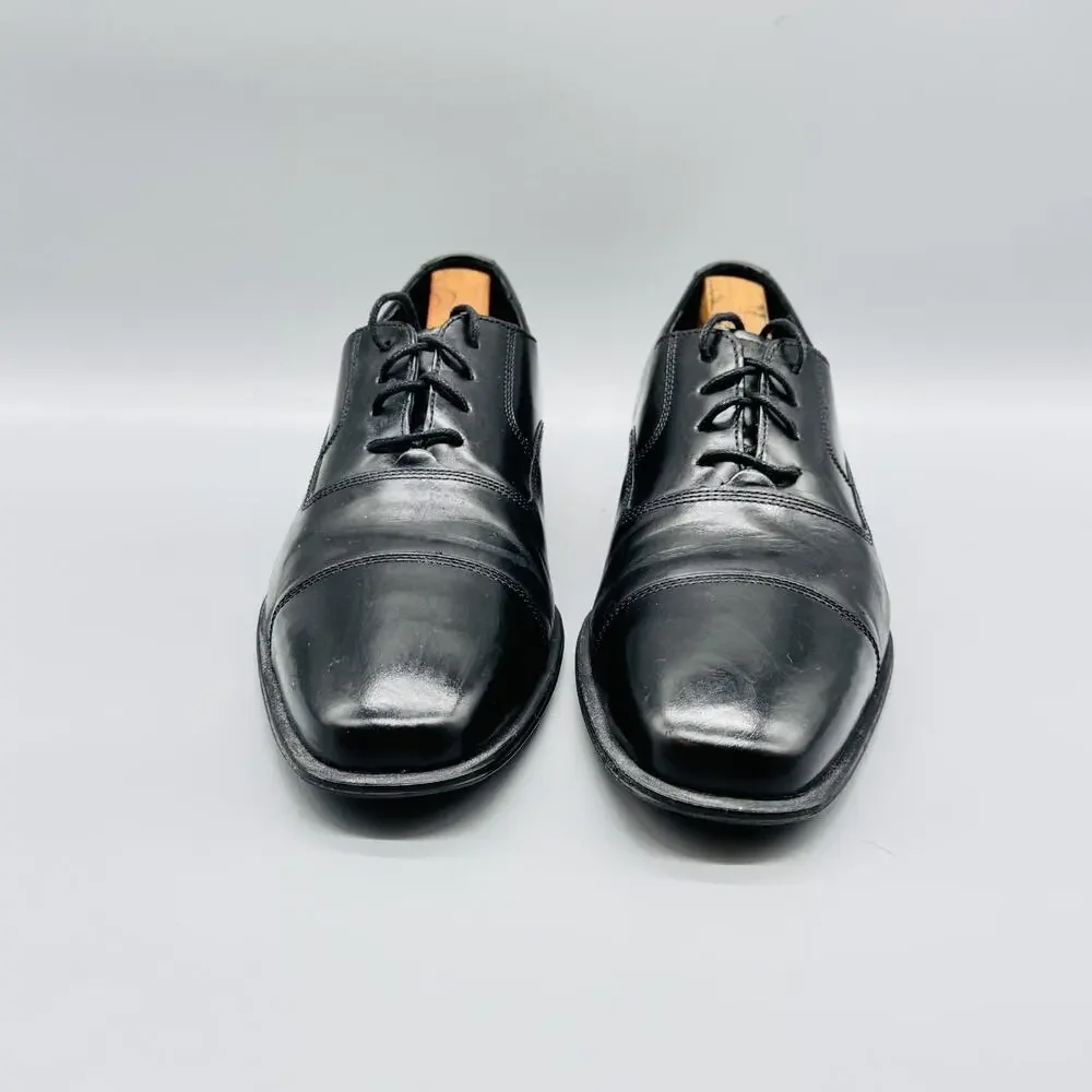 Cole Haan Shoes Mens 8.5 Black Leather Square Cap Toe Oxford Lace Up Dress